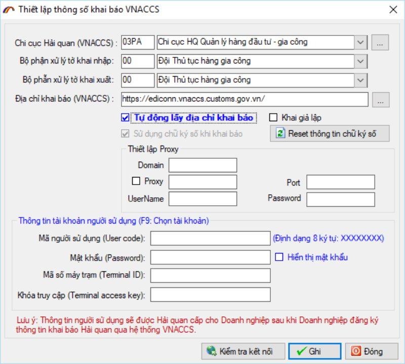 Những lưu ý khi sử dụng VNACCS